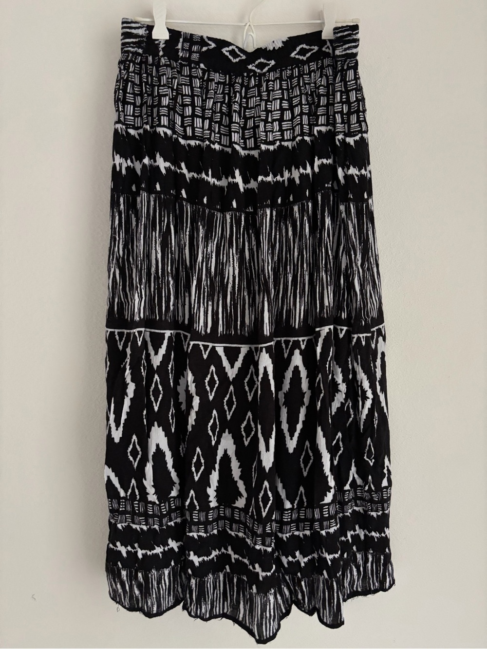 Black & White Bohemian Tiered Maxi Skirt